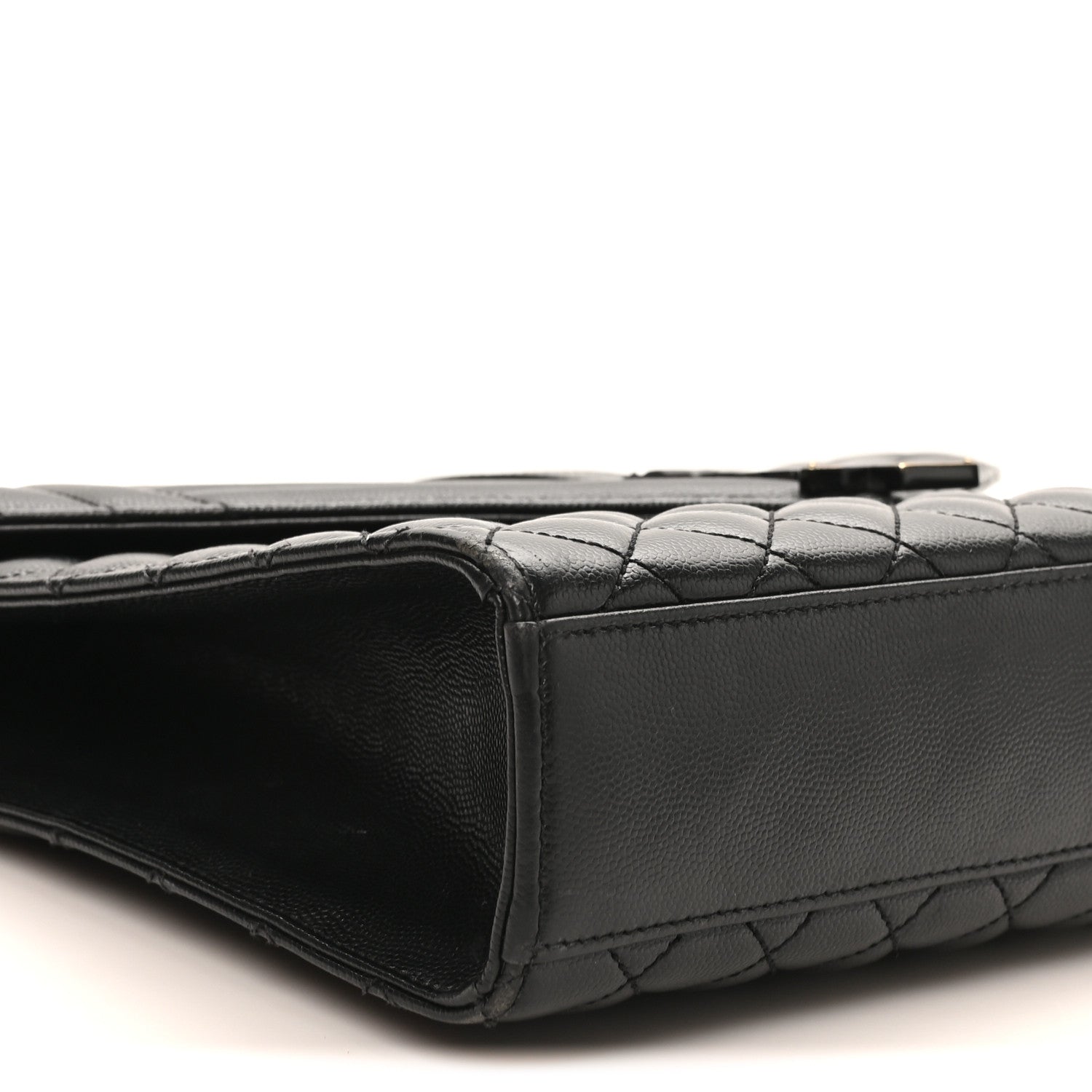 Saint Laurent Grain De Poudre Textured Mixed Matelasse Large Triquilt Monogram Monochrome Satchel Black 8 of 9