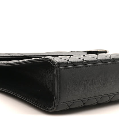 Saint Laurent Grain De Poudre Textured Mixed Matelasse Large Triquilt Monogram Monochrome Satchel Black 8 of 9