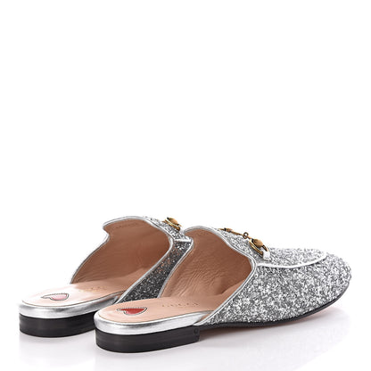 Gucci Glitter Womens Princetown Slippers 36.5 Silver 4 of 8