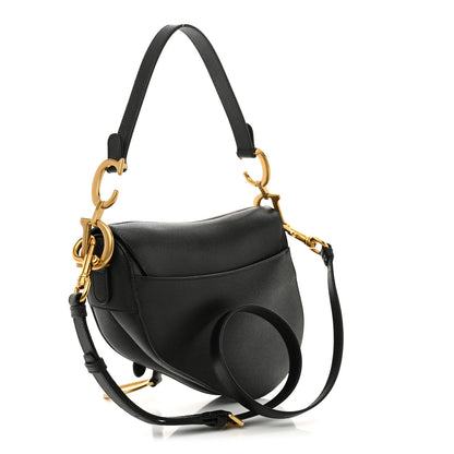 Christian Dior Grained Calfskin Saddle Bag With Strap Black 3 of 10