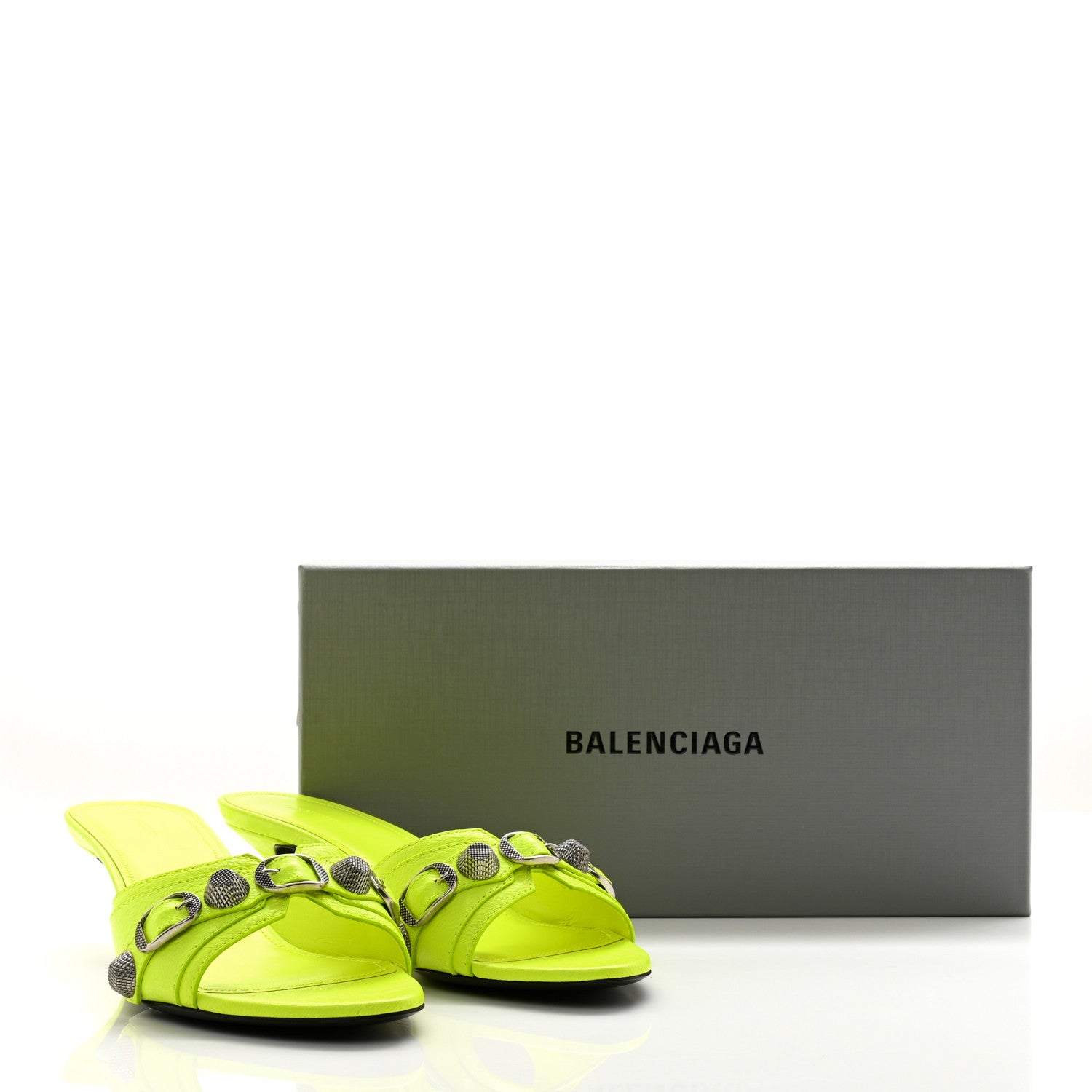 Balenciaga Agneau Arena Cagole 50mm Slide Sandals 39 Fluo Yellow 13 of 13