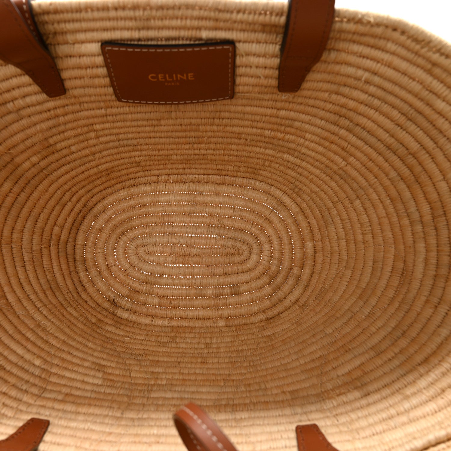 Celine Braided Raffia Calfskin Triomphe Small Panier Tan 6 of 12