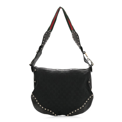 Gucci Monogram Pelham Studded Shoulder Bag Black 1 of 10
