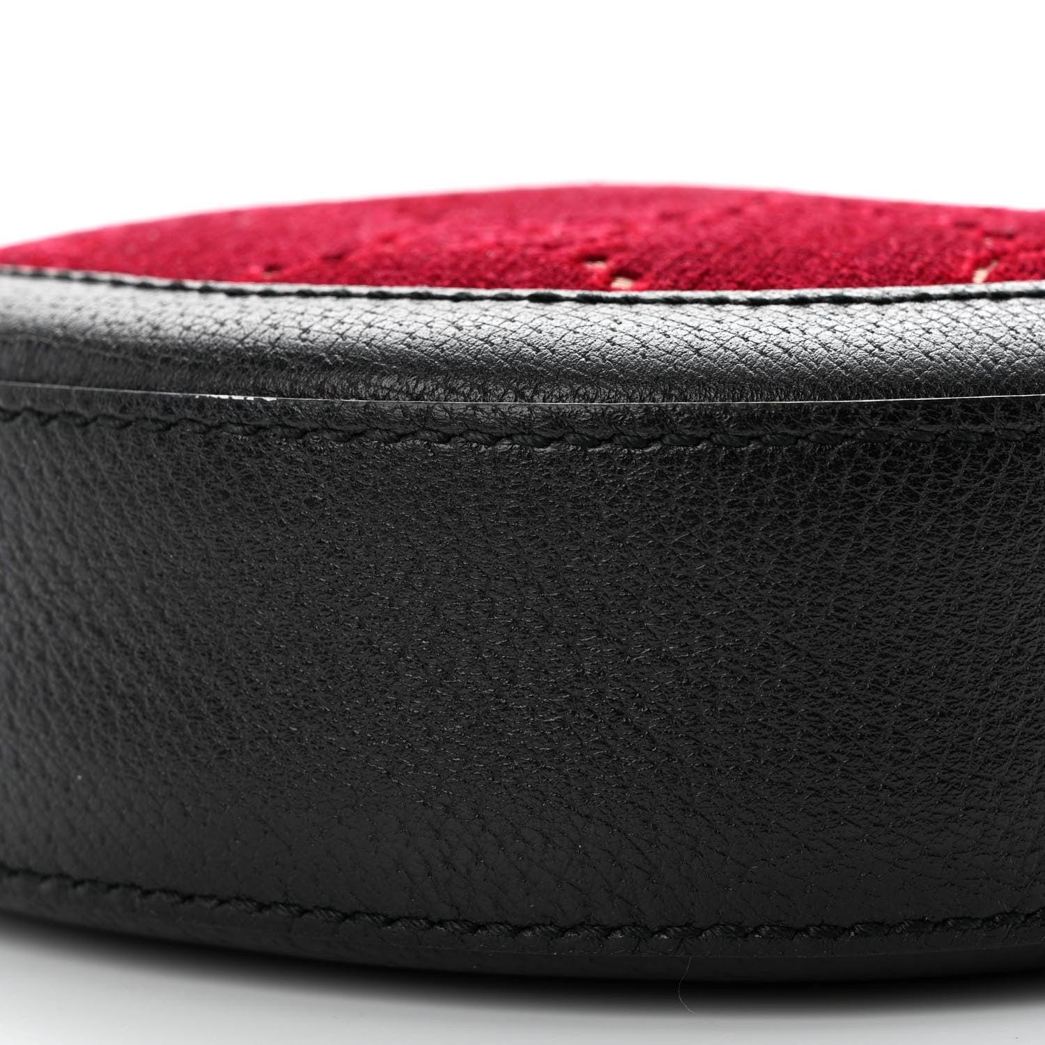 Gucci Velvet GG Monogram Textured Calfskin Round Shoulder Bag Red Cipria Black 10 of 10