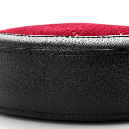 Gucci Velvet GG Monogram Textured Calfskin Round Shoulder Bag Red Cipria Black 10 of 10
