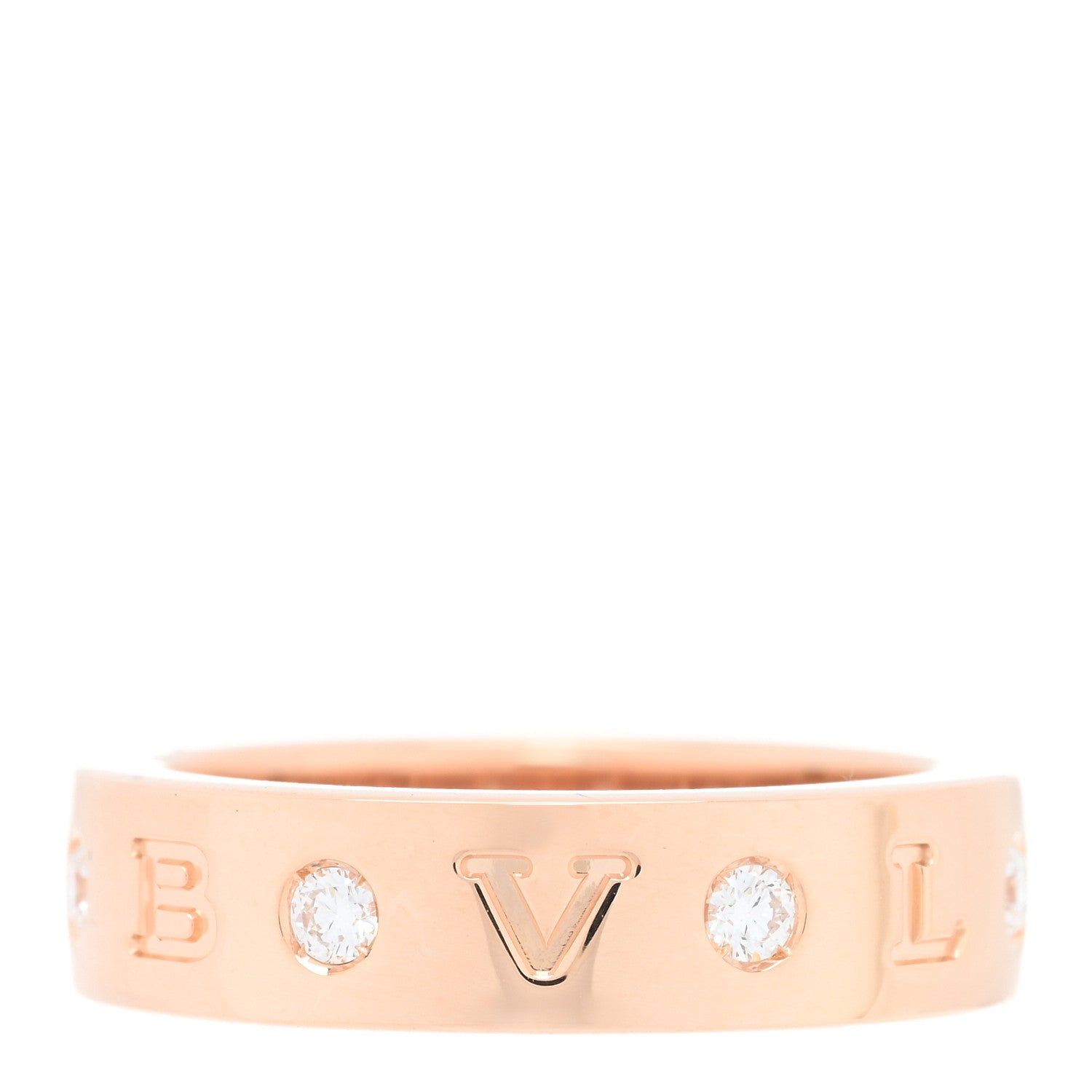 Bulgari 18K Rose Gold 7 Diamond B.Zero1 Essential Band Ring 51 5.75 1 of 5