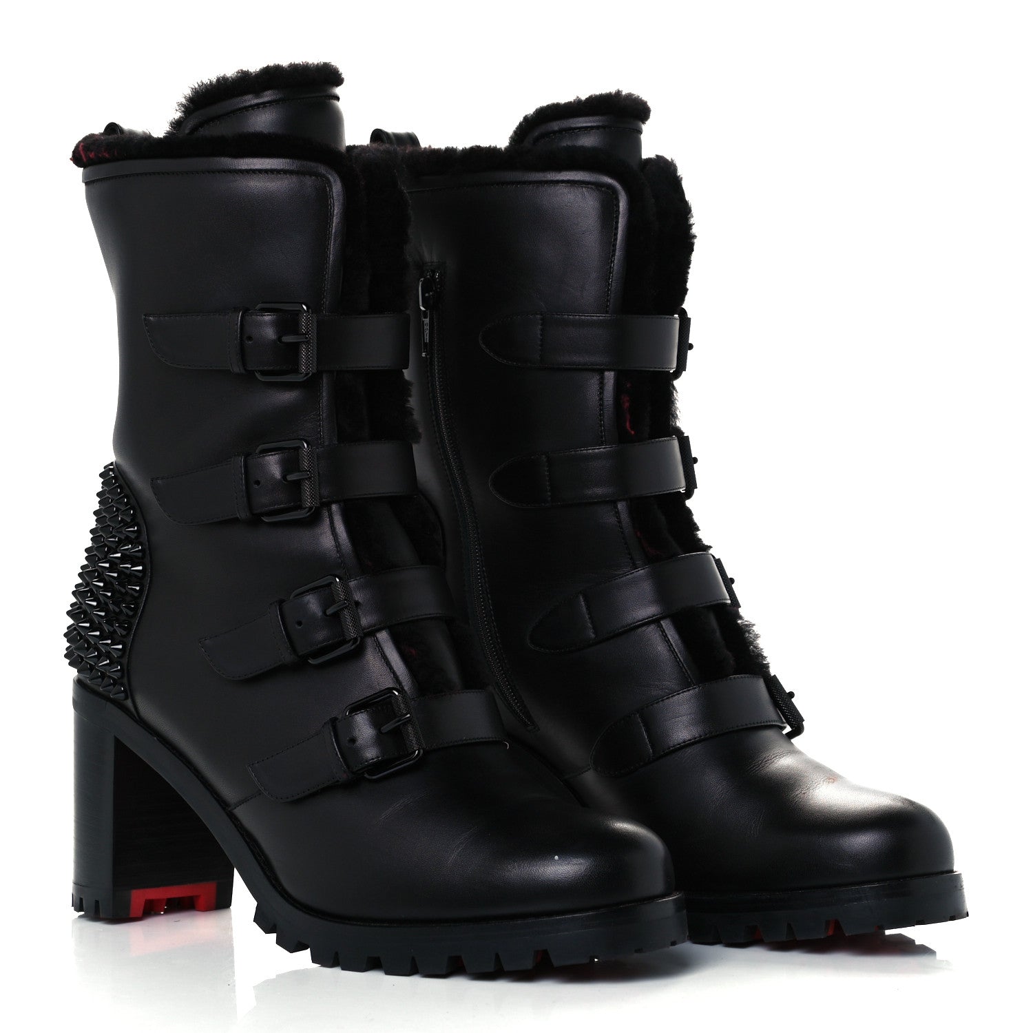 Christian Louboutin Calfskin Shearling Glorymount 70 Boots 39 Black 2 of 10