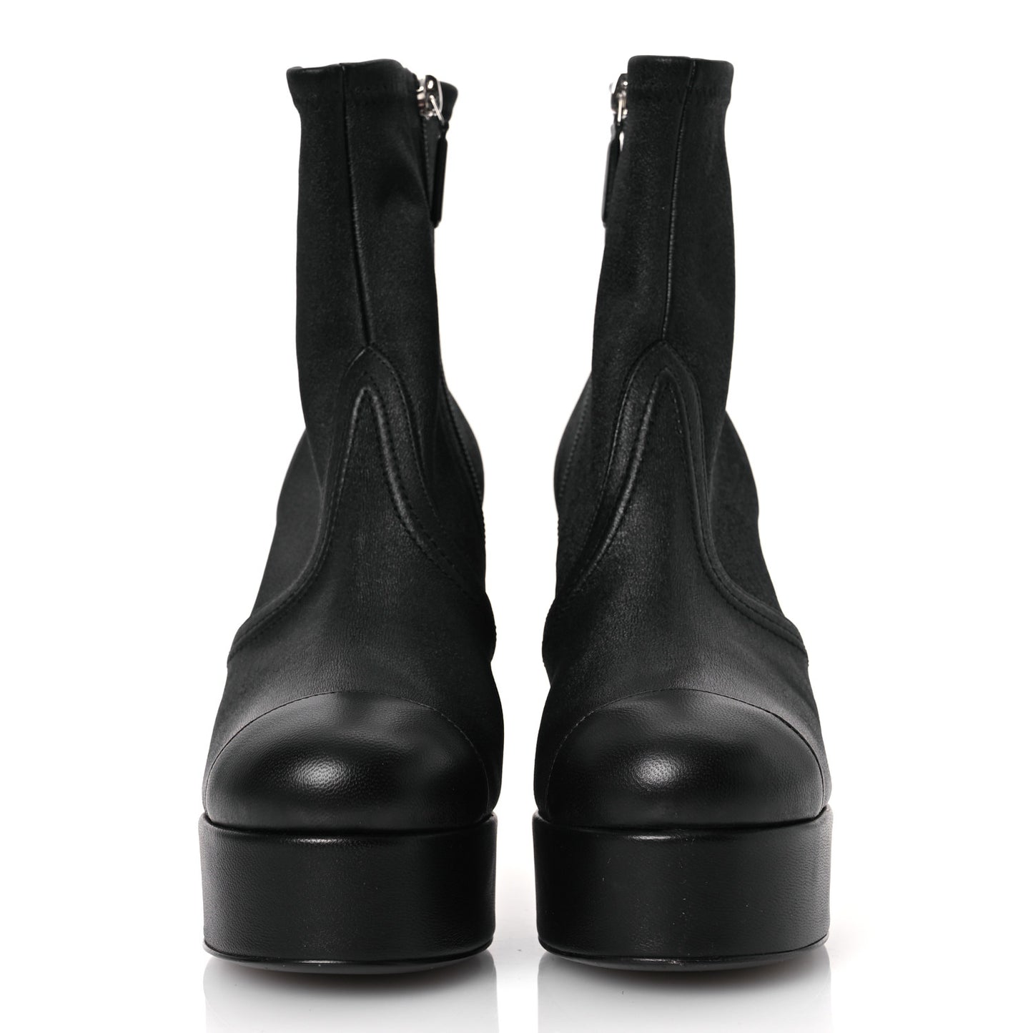Lambskin Platform Short Boots 38 Black