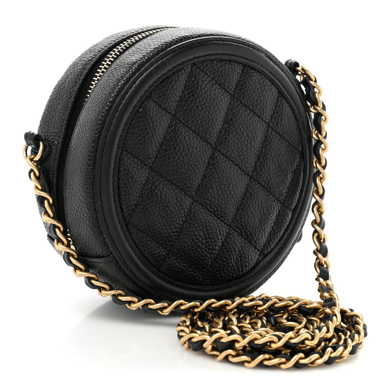 Chanel Caviar Quilted Round Filigree Crossbody Black 3 of 13