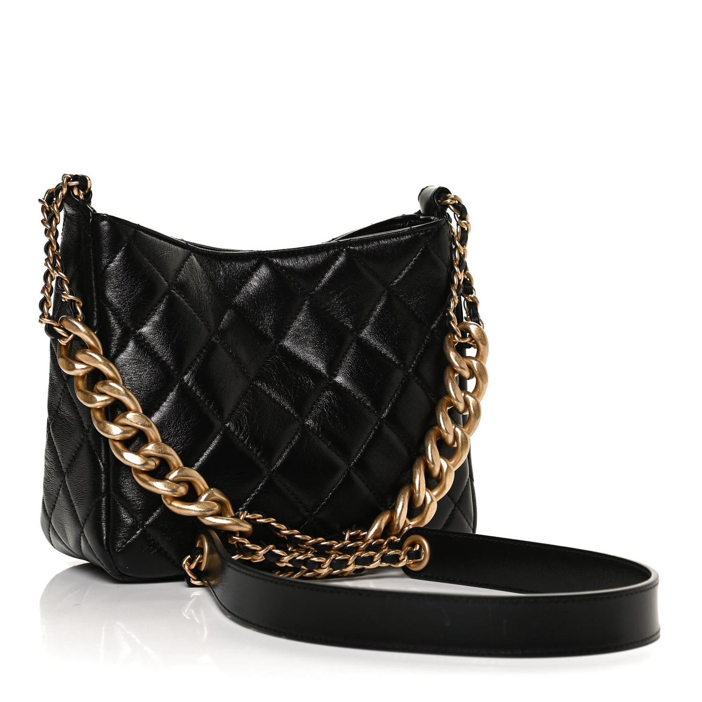 Lambskin Quilted Hobo Black