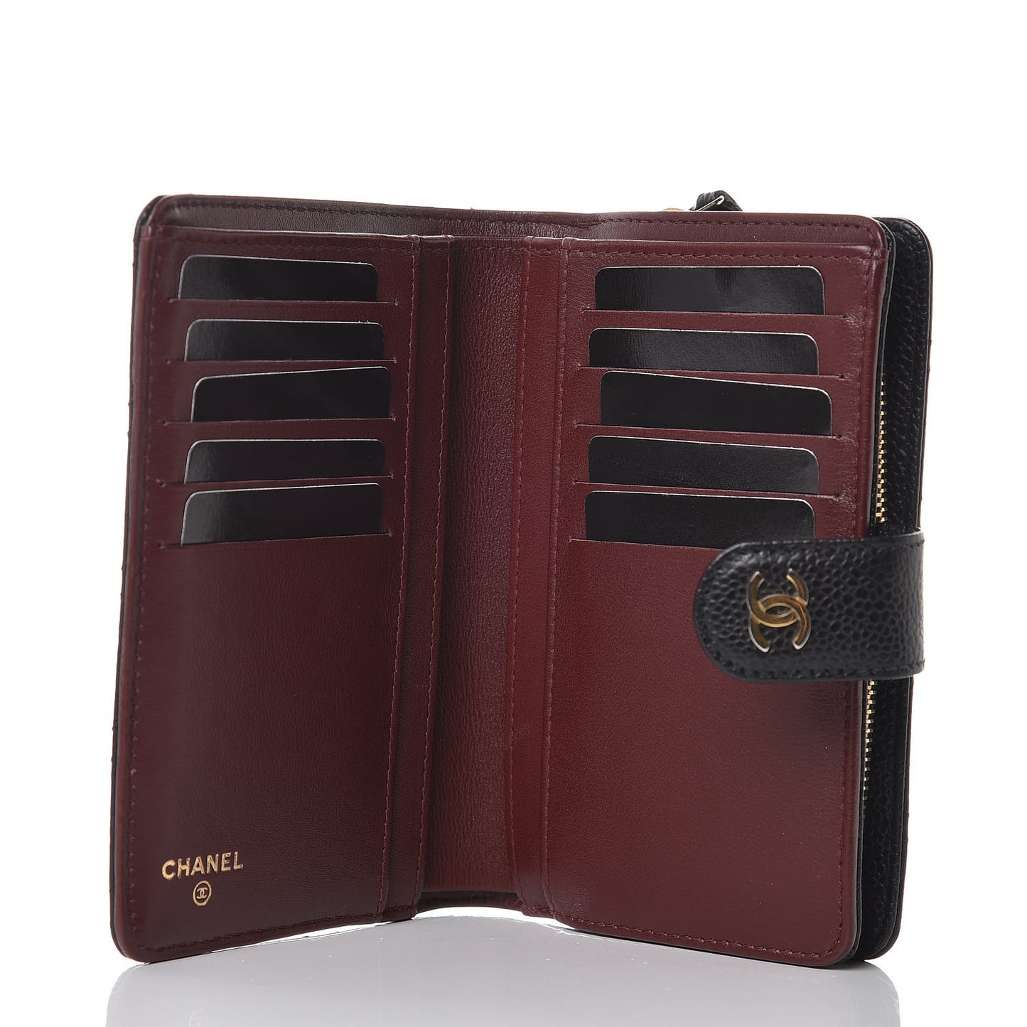 Caviar Quilted Zipped Pocket Wallet Black