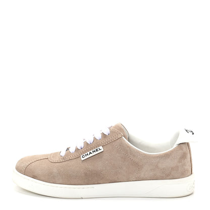 Chanel Suede Calfskin Womens Sneakers 39 Dark Beige 1 of 11