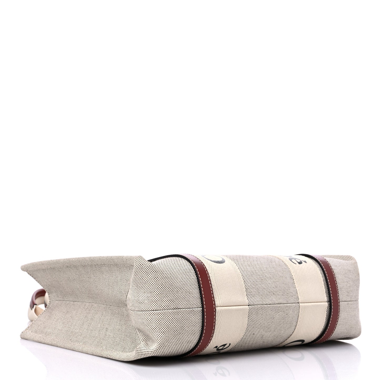 Cotton Calfskin Medium Woody Ribbon Tote White Brown