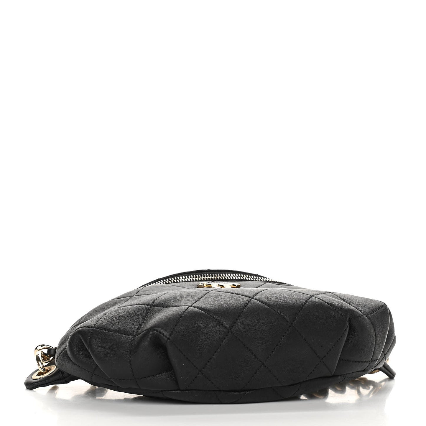 Lambskin Quilted Resin Bi-Color Waist Bag Fanny Pack Black