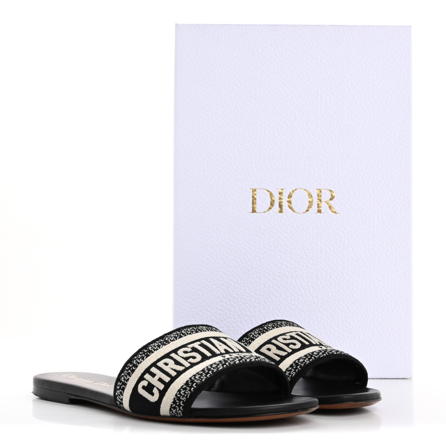 Christian Dior Canvas Embroidered Dway Mules Slide Sandals 37