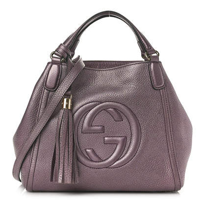 Gucci Metallic Pebbled Calfskin Small Soho Shoulder Bag Purple 1 of 10