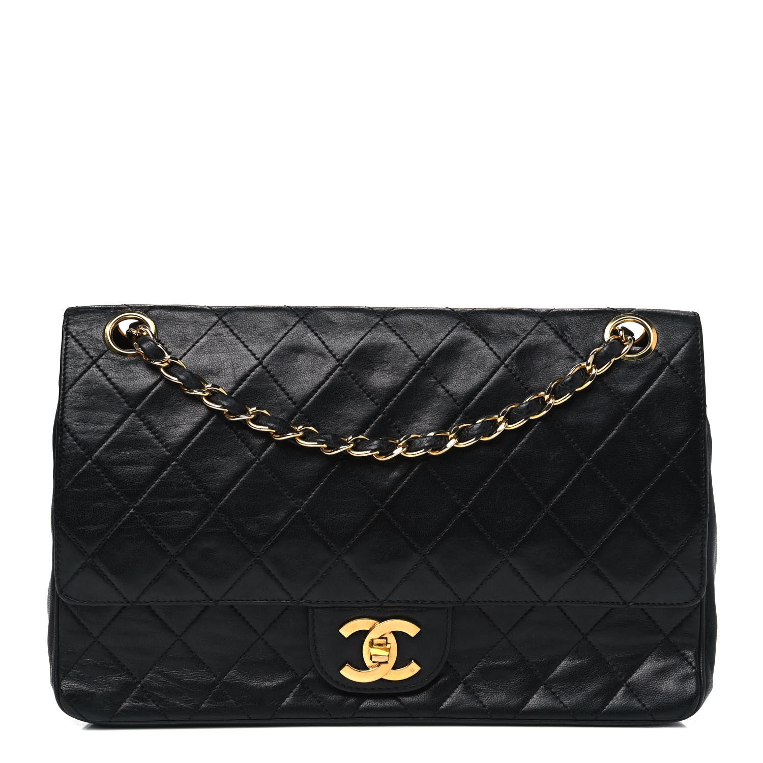 Chanel Lambskin Quilted Medium Double Flap Black 1 of 9