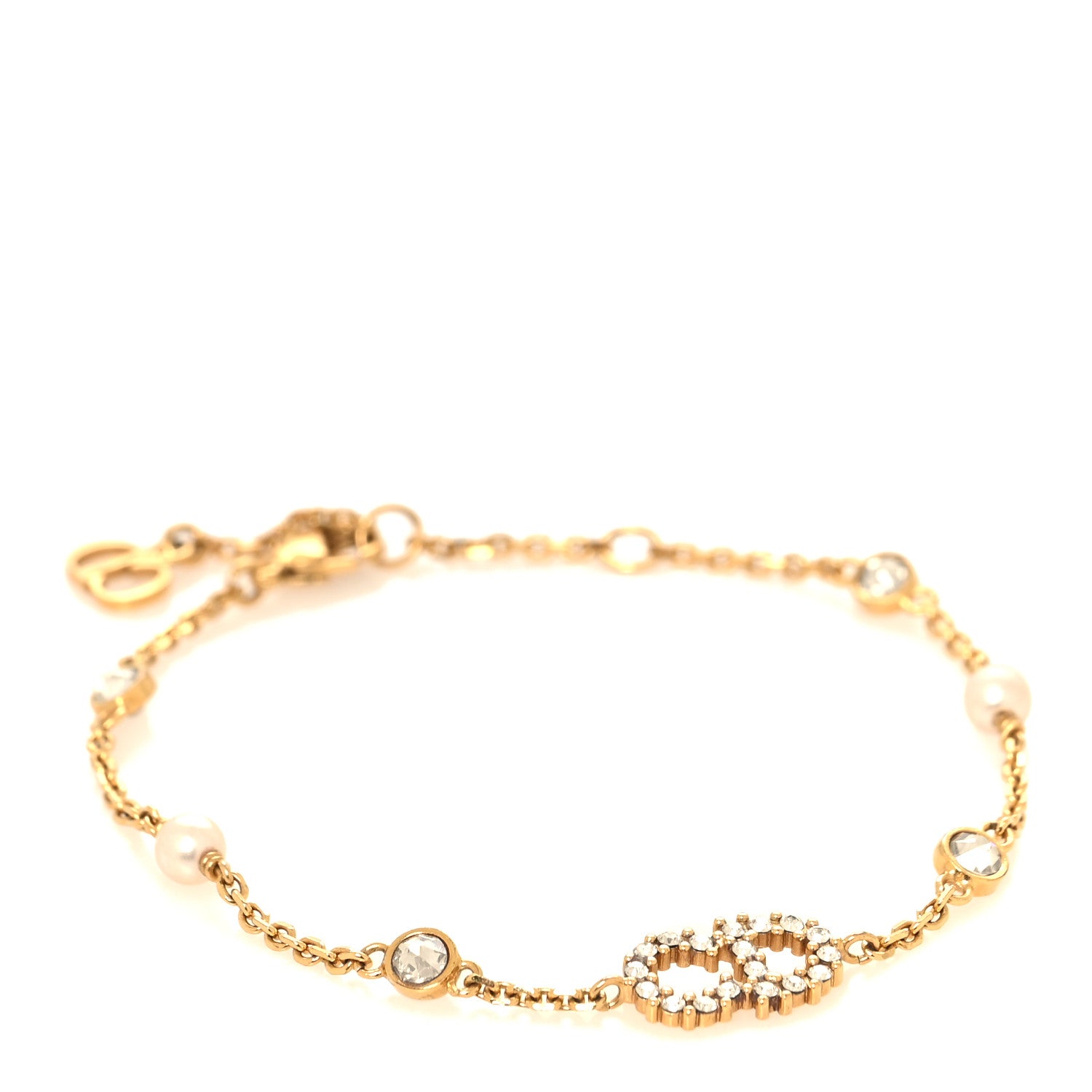 Christian Dior Crystal Pearl Clair D Lune Bracelet Gold 1 of 4