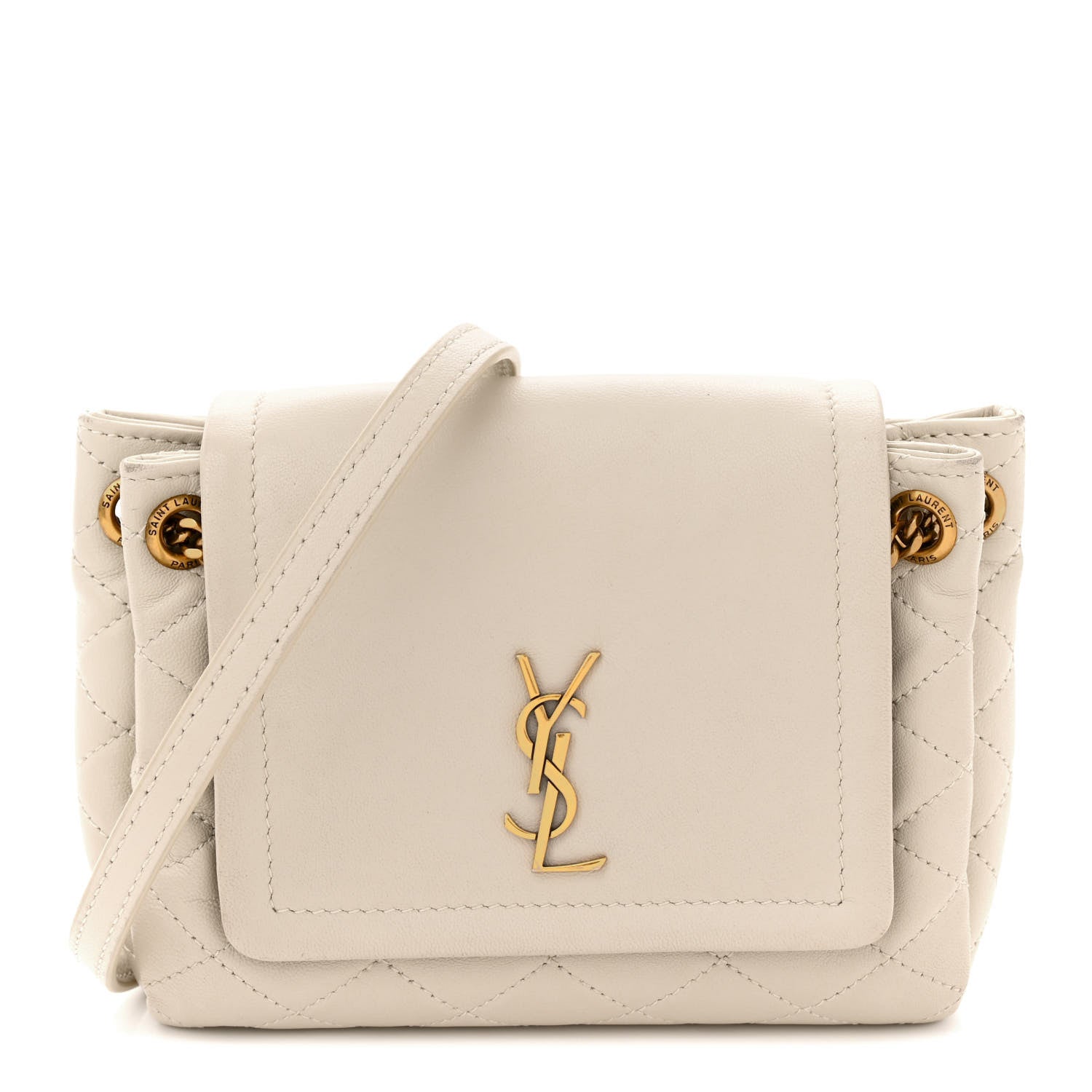Saint Laurent Lambskin Quilted Monogram Mini Nolita Blanc Vintage 1 of 15