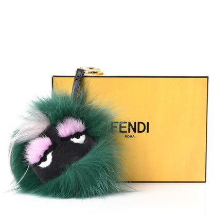 Fendi Fox Rabbit Goat Mink Fur Vitello Flamingo Minty Monster Bag Bug Charm Green Apple Multicolor 5 of 5