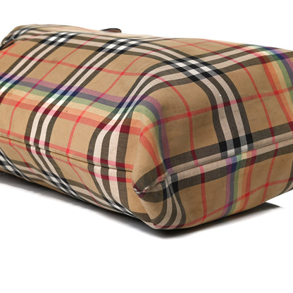 Burberry Vintage Rainbow Check Shopper Tote White 5 of 17