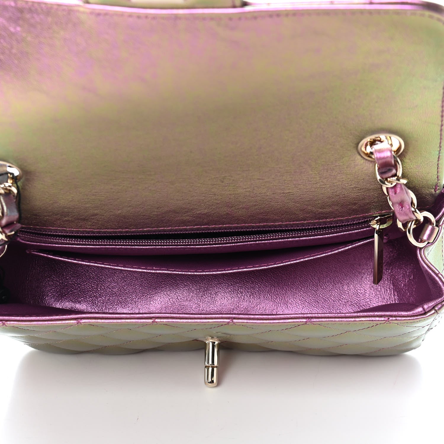 Chanel Iridescent Lambskin Quilted Mini Rectangular Flap Purple 4 of 8