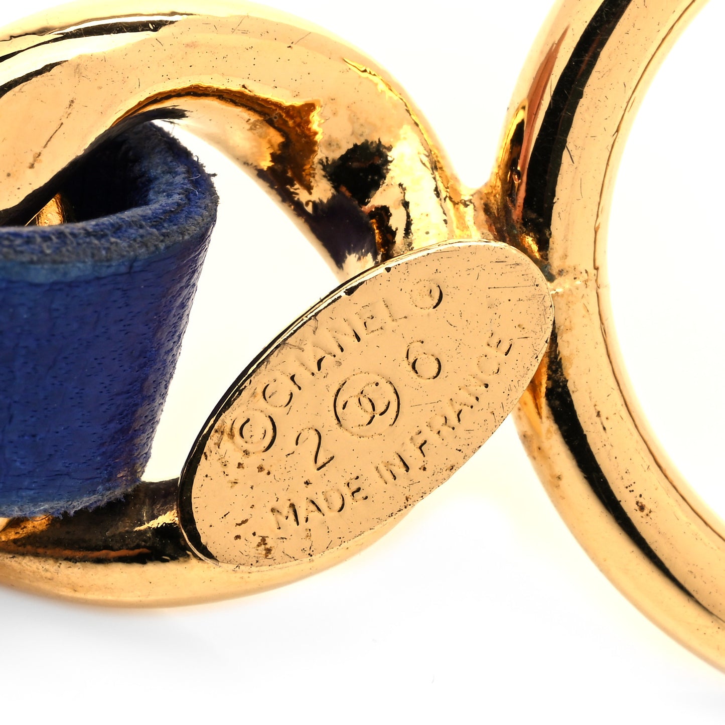 Lambskin Chain Bracelet Blue Gold