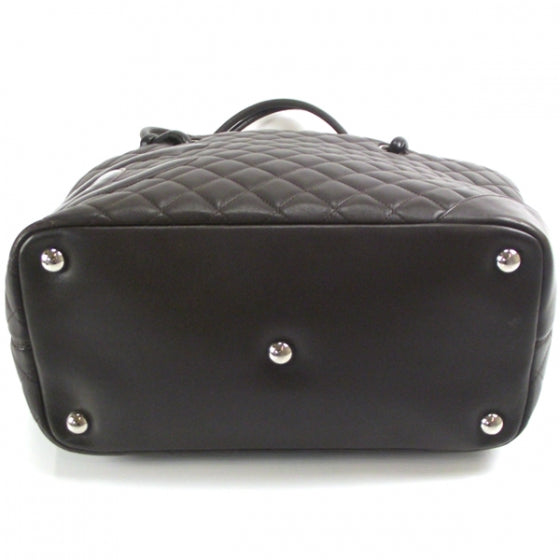Calfskin Quilted Large Cambon Tote Brown