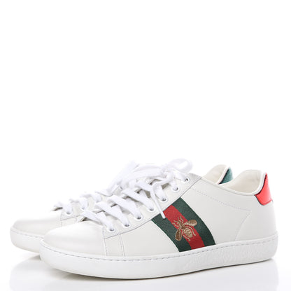 Gucci Calfskin Ayers Bee Embroidered Womens Ace Sneakers 36 White Green 3 of 10