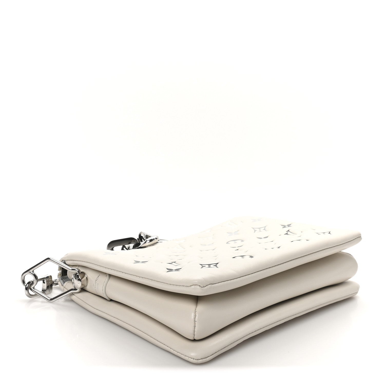 Louis Vuitton Lambskin Embossed Monogram Coussin PM Cream Grey 4 of 10