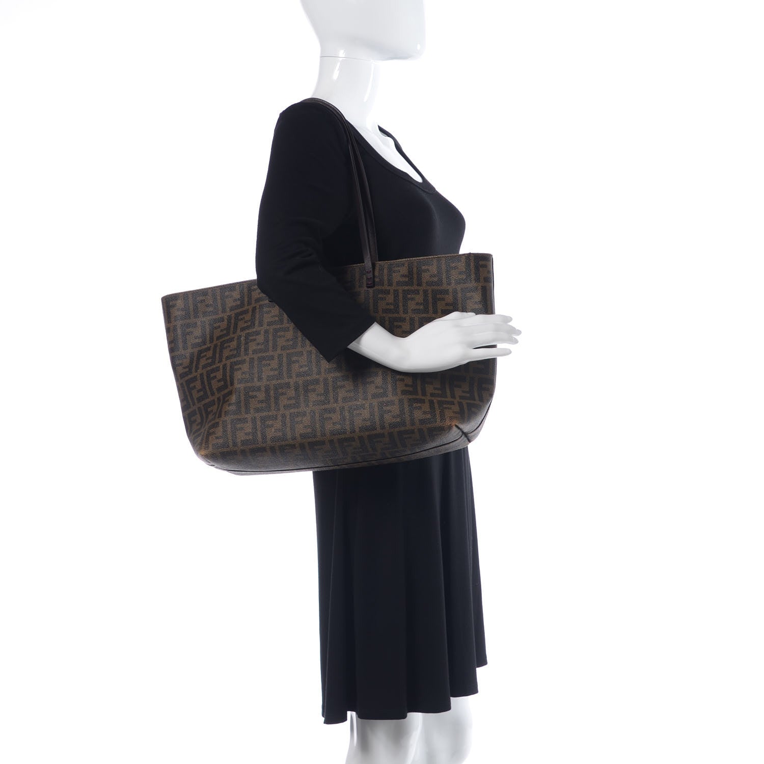 Fendi Zucca Spalmati Medium Roll Tote Tobacco Fuxia 2 of 19