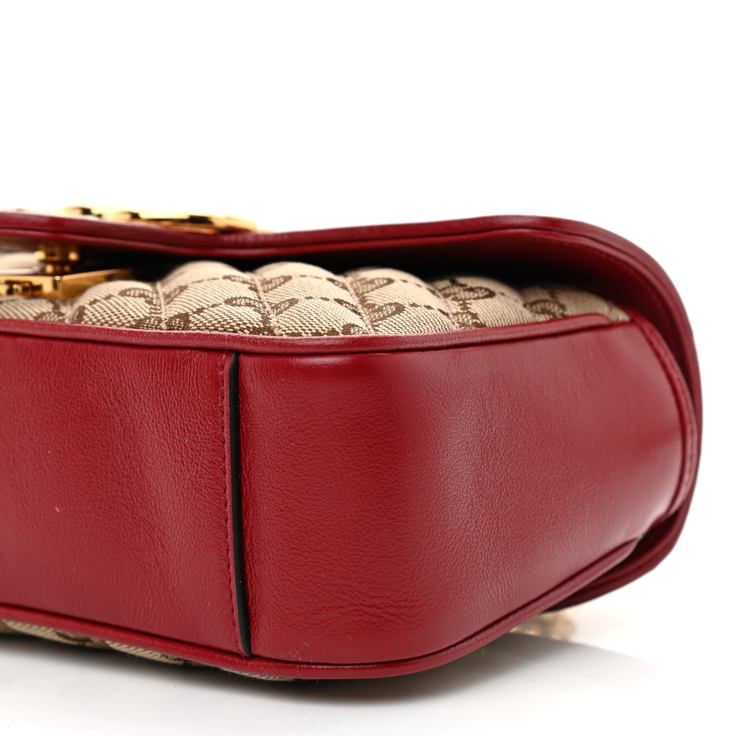 Gucci Monogram Azalea Calfskin Matelasse Diagonal Mini GG Marmont Shoulder Bag Beige Ebony New Cherry Red 7 of 7