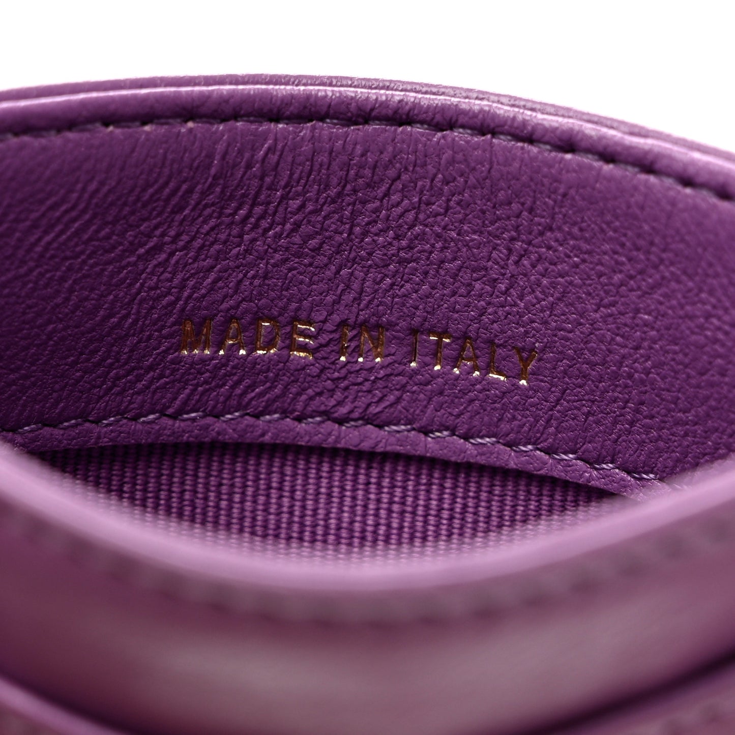 Lambskin Quilted Card Holder Purple