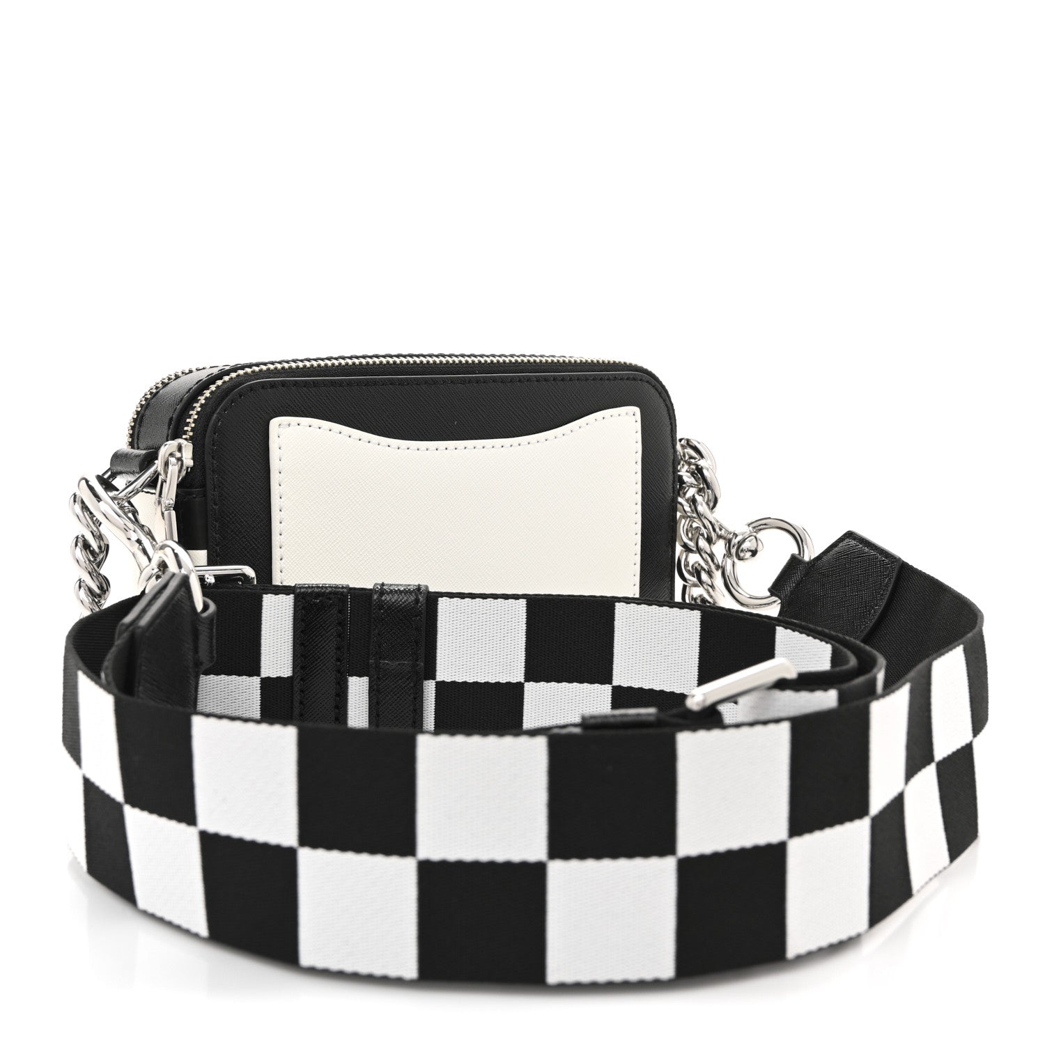Marc Jacobs X Bloomingdales 150th Anniversary Saffiano Small Snapshot Camera Bag Black White 3 of 10