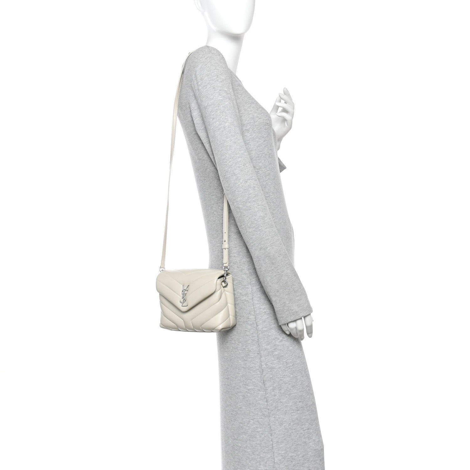 Saint Laurent Calfskin Y Quilted Monogram Toy Loulou Satchel Ivory 2 of 11