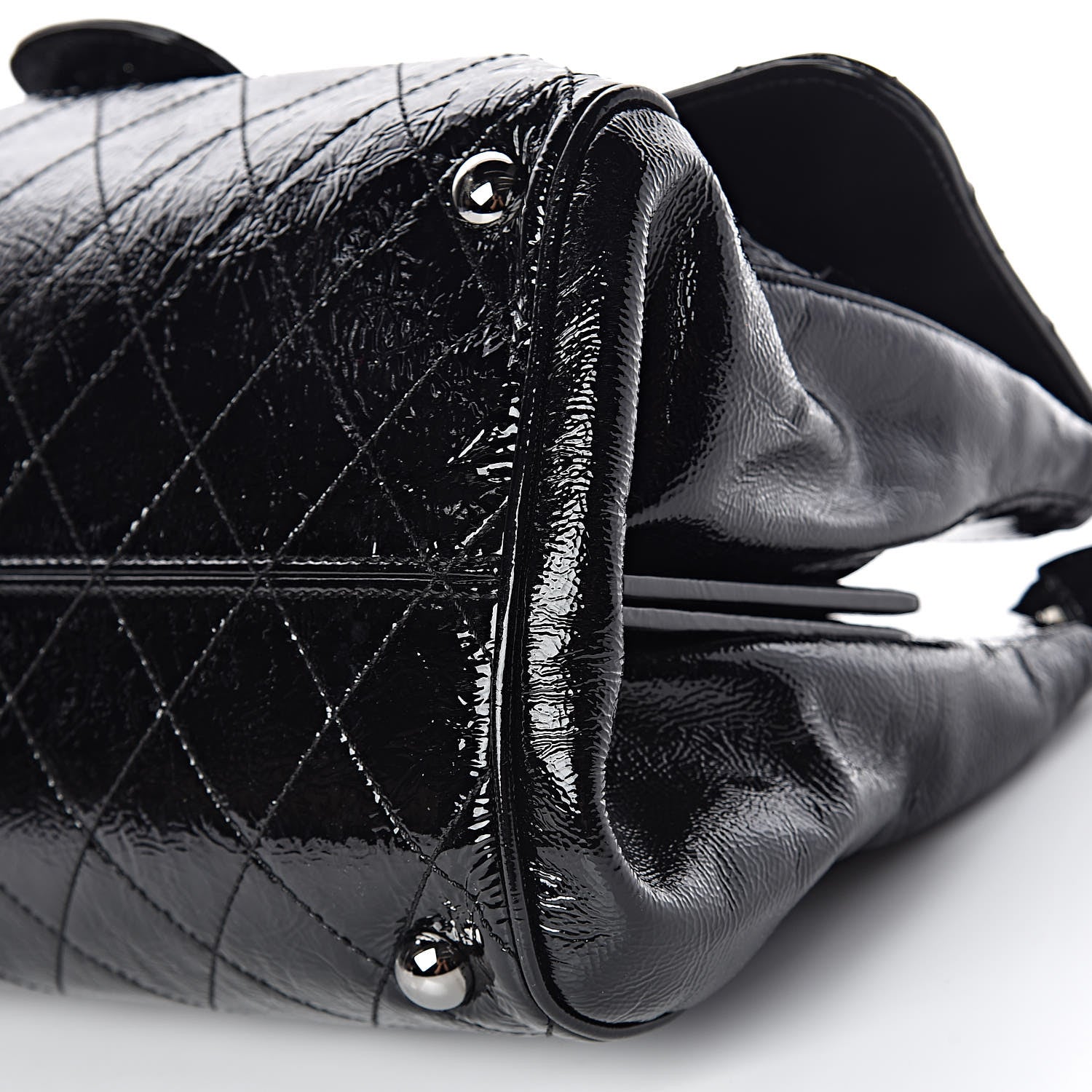 Chanel Distressed Patent Quilted Ritz Flap Bag Black 10 of 11