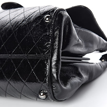 Chanel Distressed Patent Quilted Ritz Flap Bag Black 10 of 11
