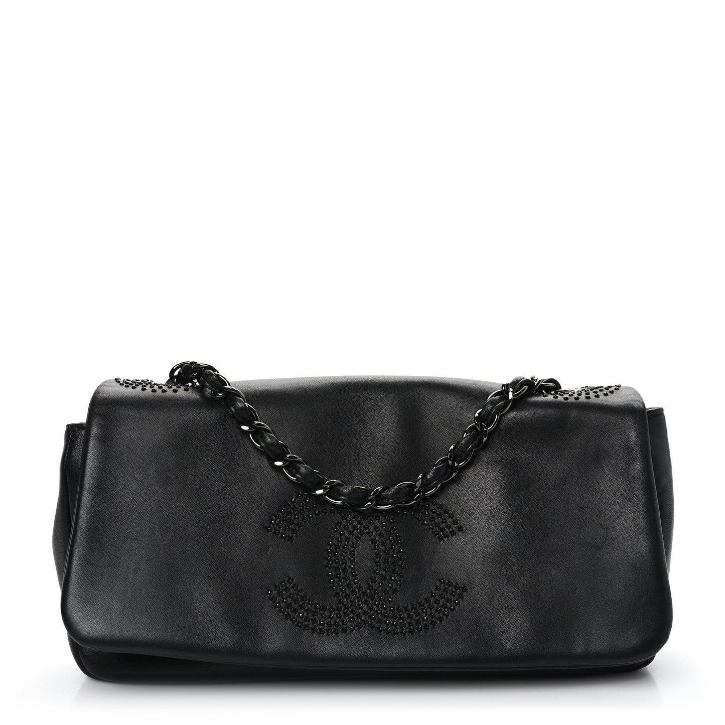 Lambskin Studded CC East West Flap Black