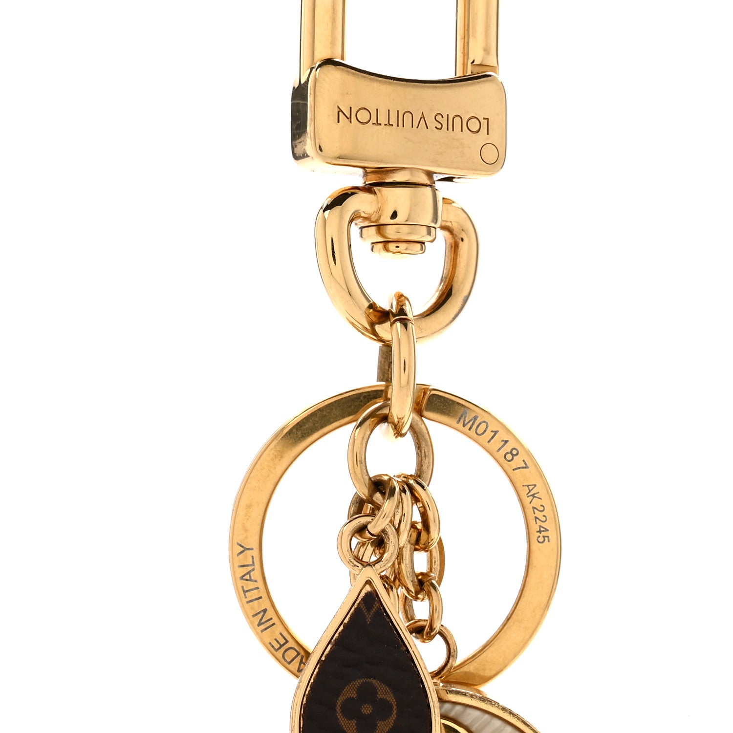 Louis Vuitton Metal Monogram Epi Spring Street Bag Charm Key Holder Gold 3 of 4