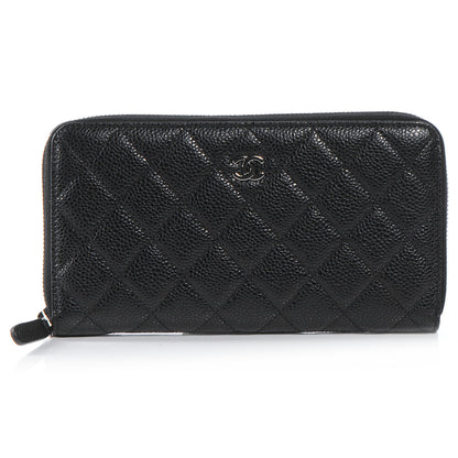 Chanel Caviar Quilted Zip Around Wallet Black 1 of 8