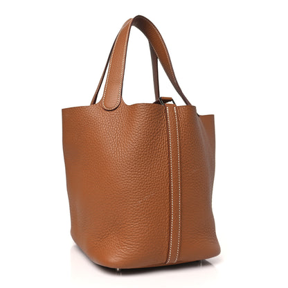 Hermes Taurillon Clemence Picotin Lock 22 MM Gold 3 of 11