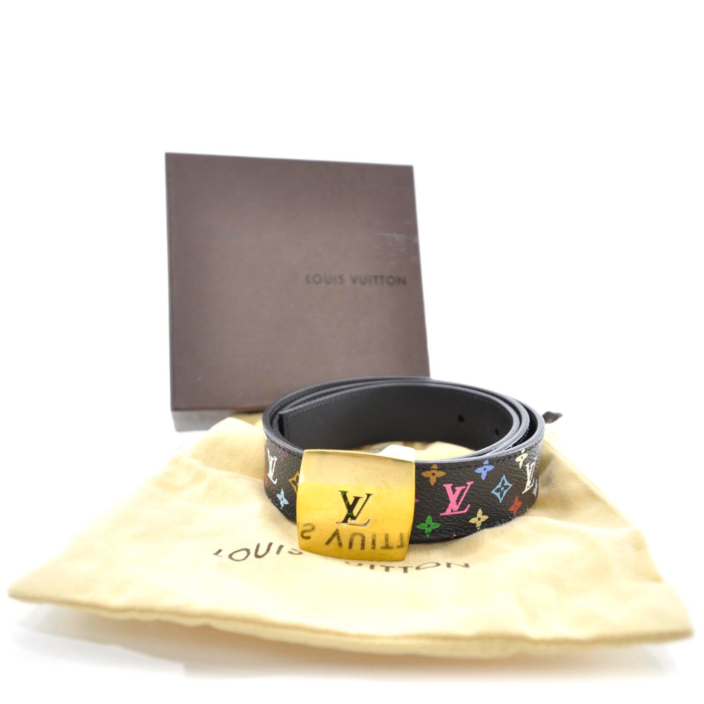 Monogram Multicolor LV Cut Reversible Belt 80 32 Black