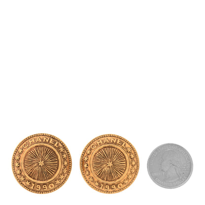 Chanel CC Button Clip On Earrings Gold 2 of 5