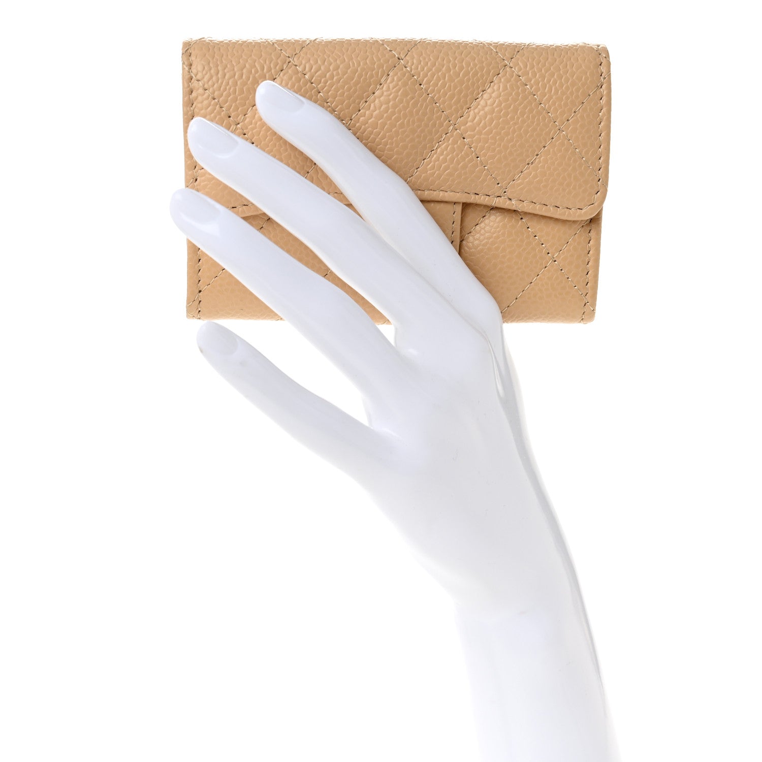 Chanel Caviar Quilted Flap Card Holder Wallet Beige 2 of 9