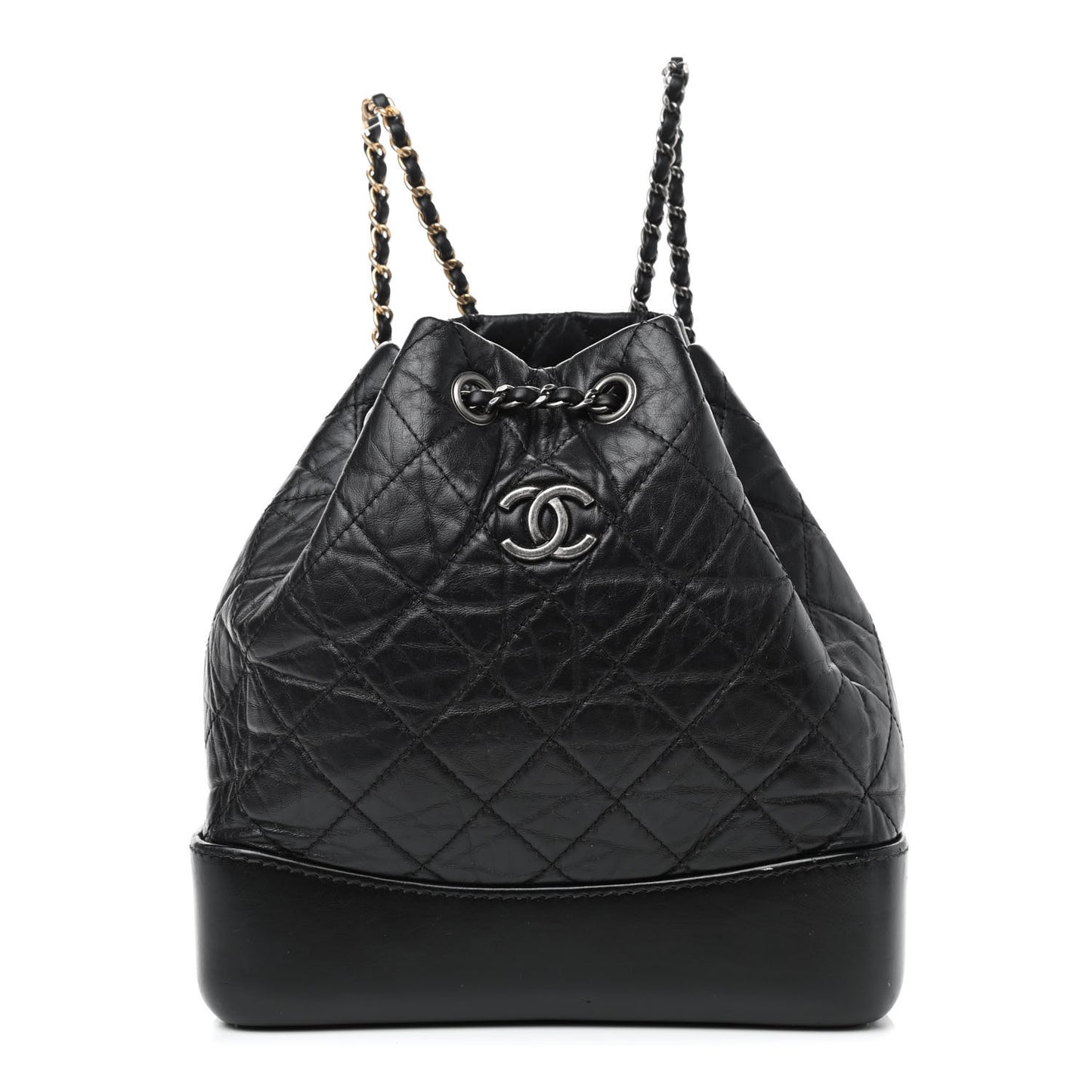 Aged Calfskin Quilted Small Gabrielle Backpack Black