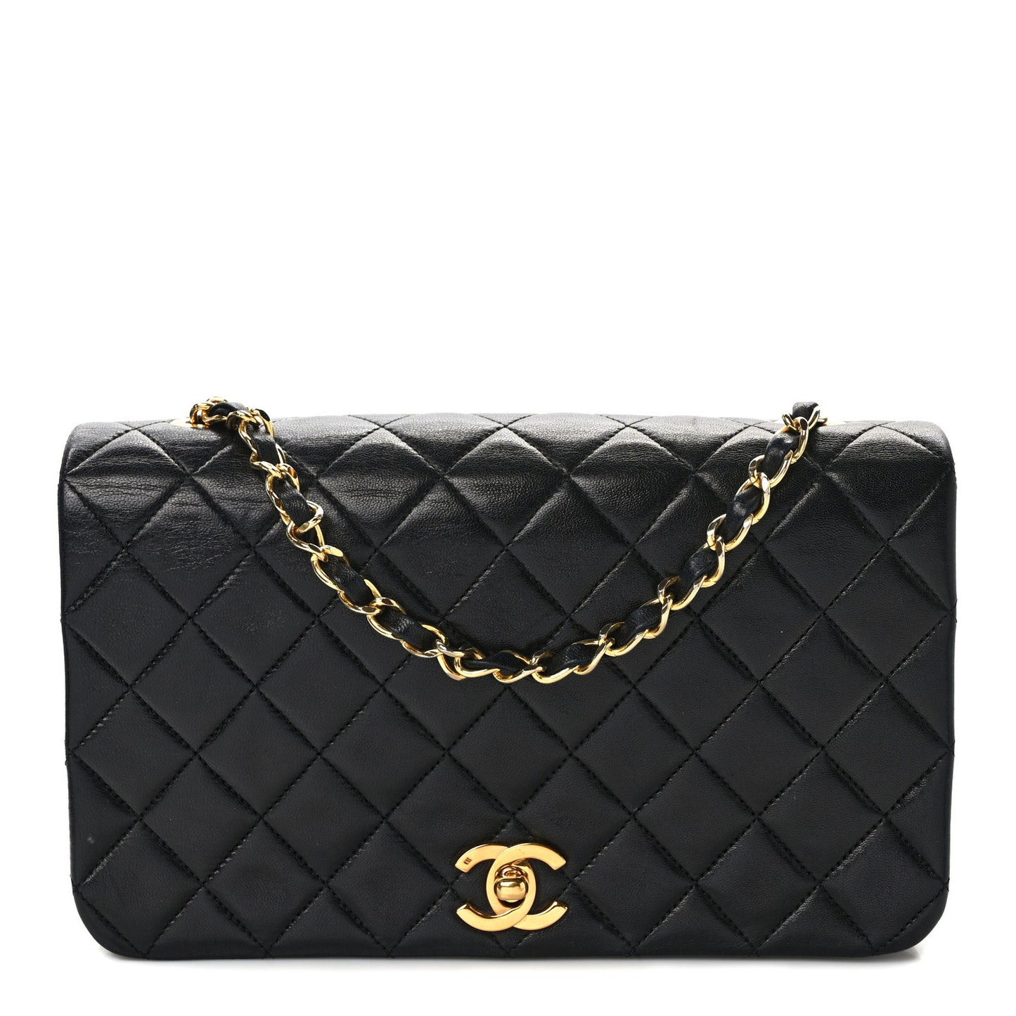 Lambskin Quilted Small Single Flap Black