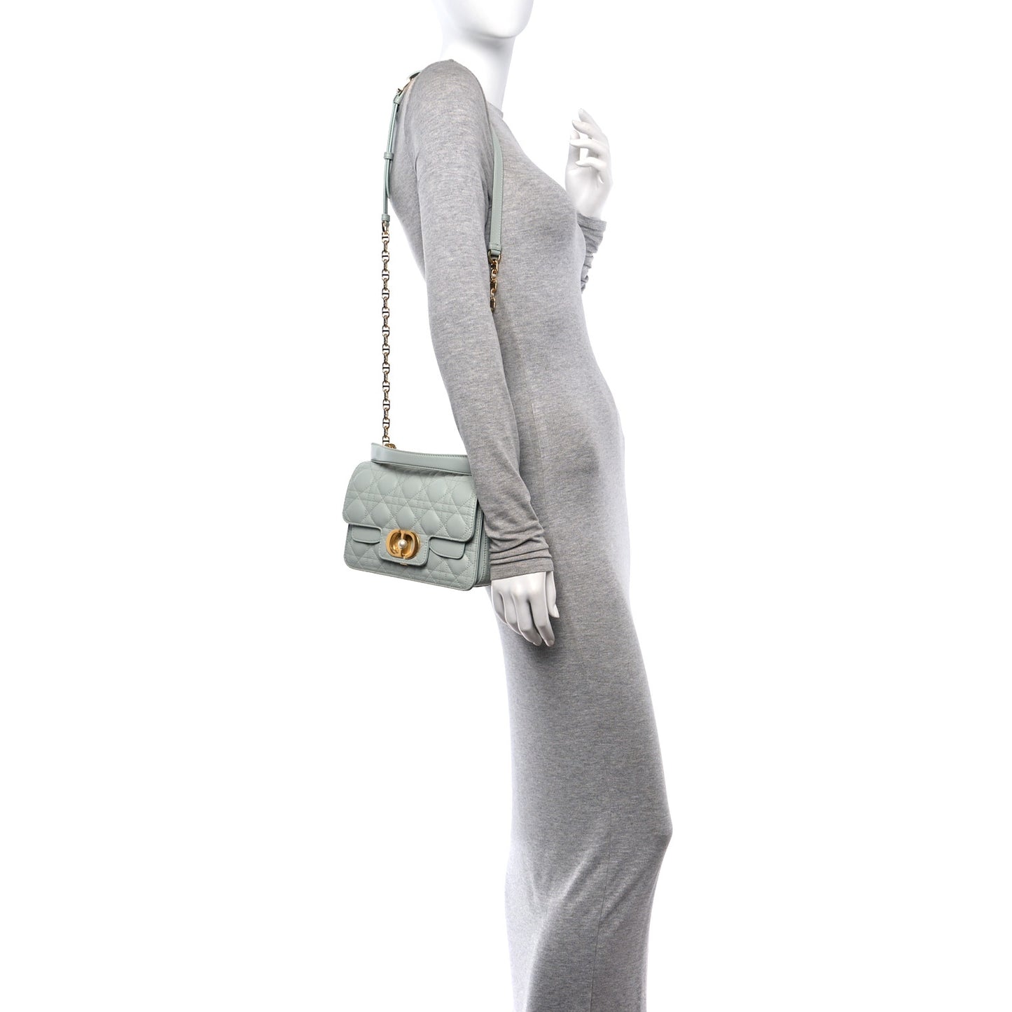 Lambskin Cannage Small Jolie Top Handle Bag Pistachio