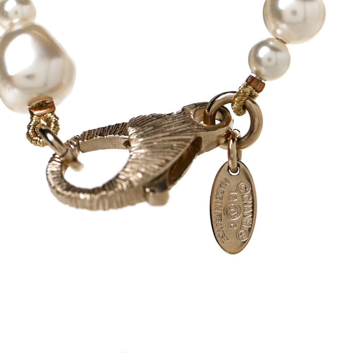Pearl CC Long Necklace Light Gold