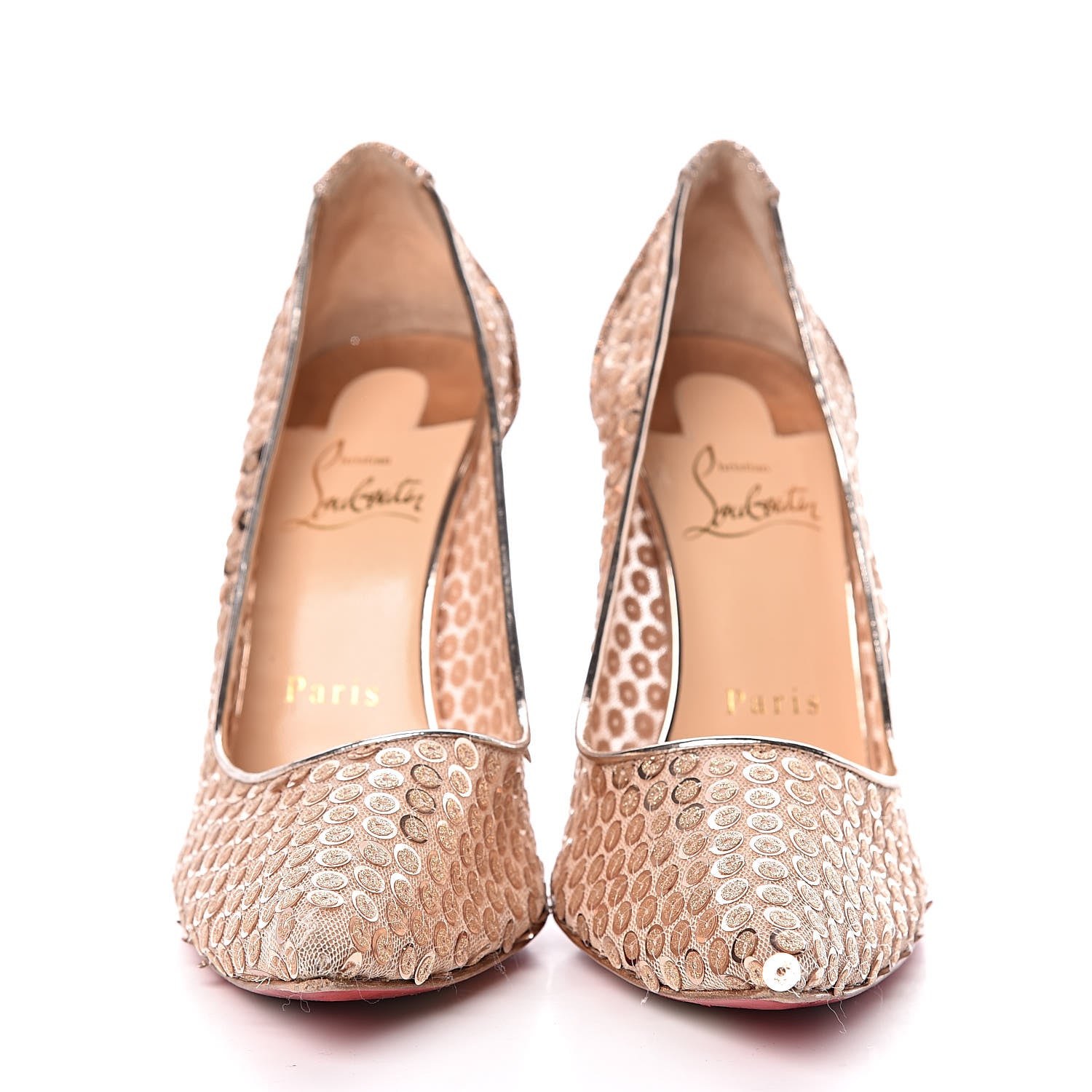 Christian Louboutin Lace Paill Cabaret Rete 554 100 Pumps 37 Version Nude 2 of 11