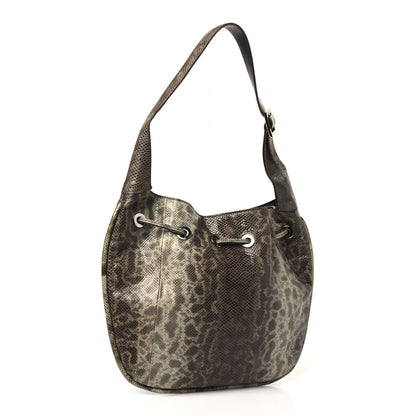 Gucci Lizard Drawstring Hobo Brown 3 of 13